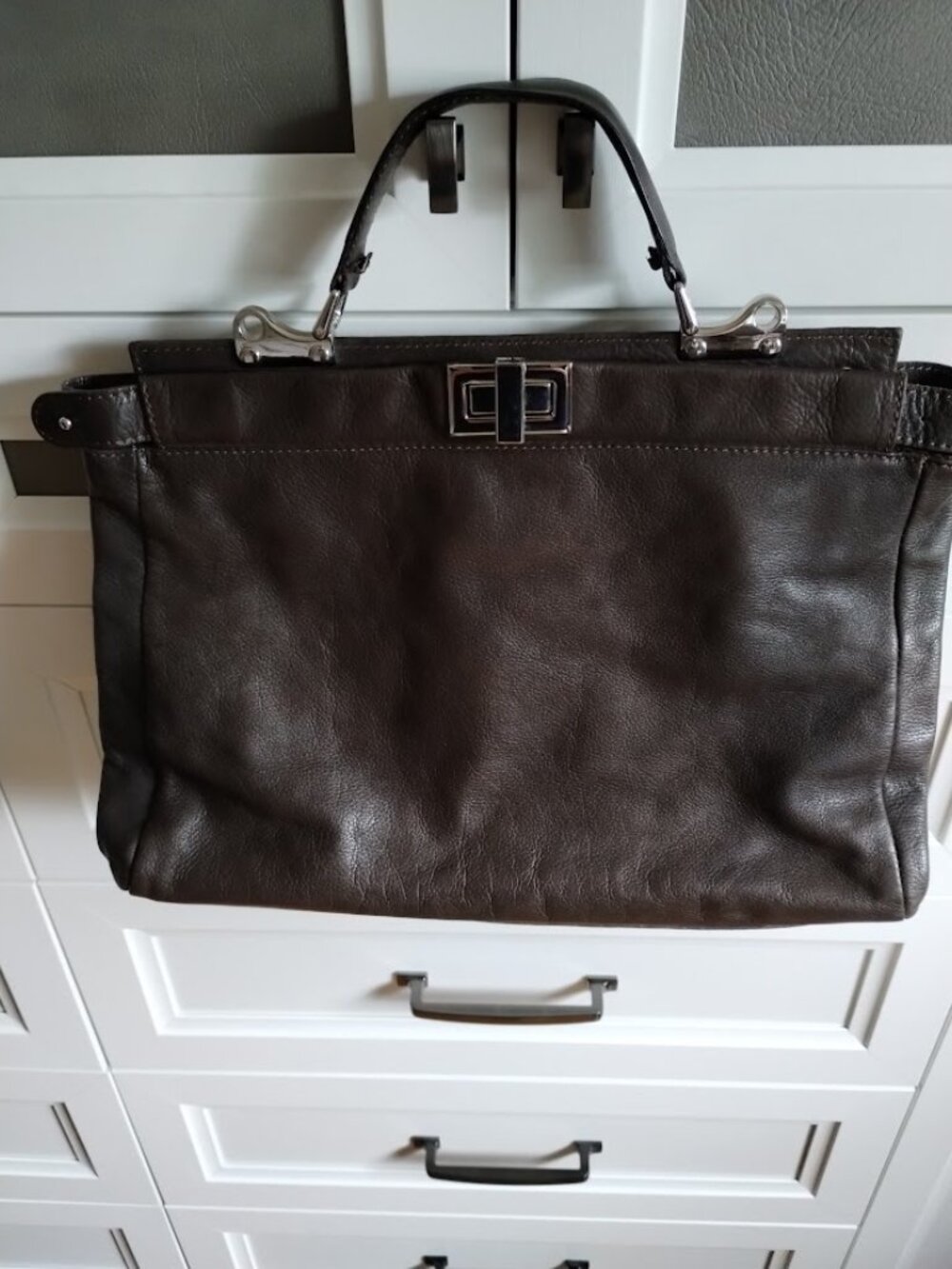 Borse in Pelle Brown Leather Tote Handbag Made in Italy - Picture 9 of 10